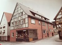 Das ehemalige Ladengesch&auml;ft von Elektro-M&uuml;ller in der Marktstr. 2 in Hayingen
